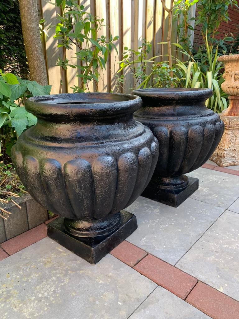 Mooie set bloembakken in pompoen model, Tuin en Terras, Ophalen, Zo goed als nieuw, Rond, Kunststof