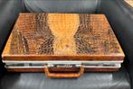 Vintage  attache koffer met krokodillenleer, Overige materialen, Gebruikt, 50 tot 60 cm, .