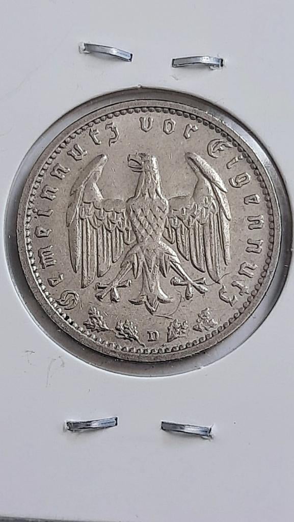 Duitse Rijk 1 Reichsmark 1937 (D) KM# 78., Ophalen of Verzenden, Overige landen, Losse munt