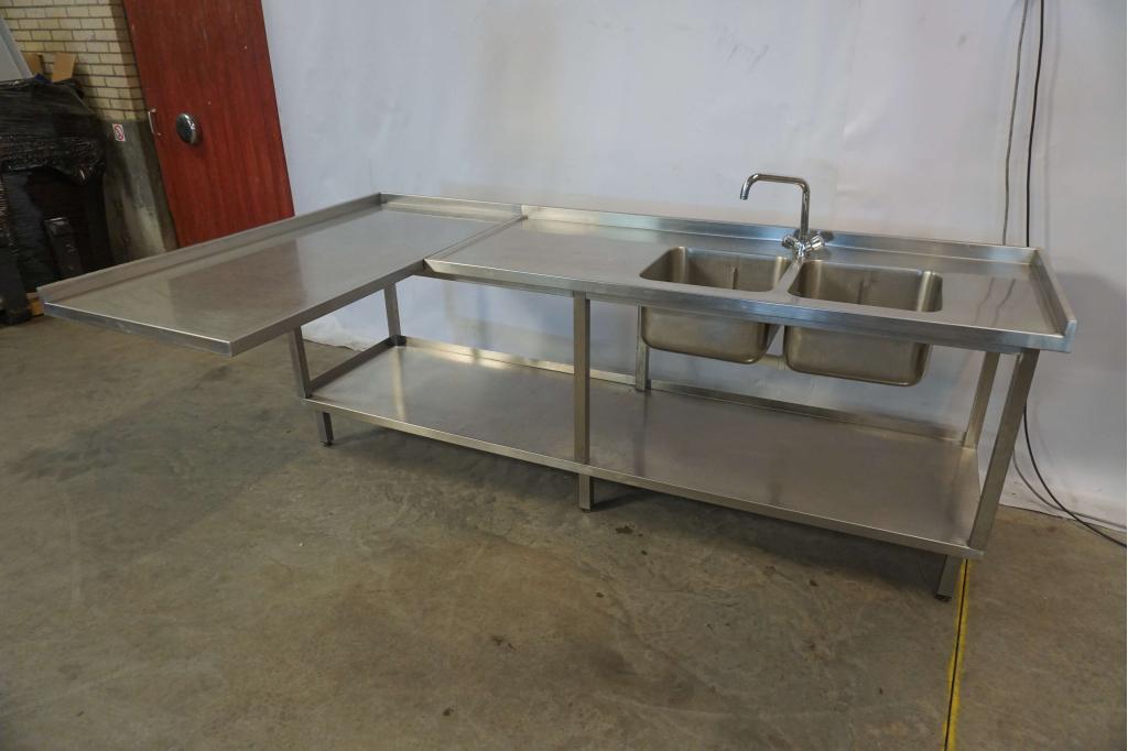 RVS spoeltafel aanvoertafel afvoertafel werktafel | hoek, Zakelijke goederen, Horeca | Keukenapparatuur, Gebruikt, RVS Meubilair