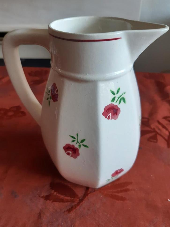 Oude melkkan met roosjes decor Badonviller decor Mireille, Antiek en Kunst, Antiek | Servies los, Verzenden