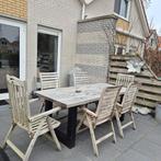Zware tuintafel met  6 verstelbare stoelen, Tuin en Terras, Tuintafels, Ophalen