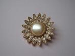 Broche  Richelieu goudkleurige zon met rijnsteentjes, Met kristal, Overige materialen, Overige kleuren, Verzenden