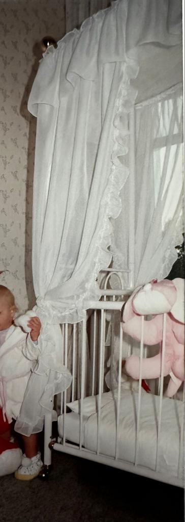 Vintage IJzeren Ledikant met Hemel, Ophalen of Verzenden, Gebruikt, Ledikant