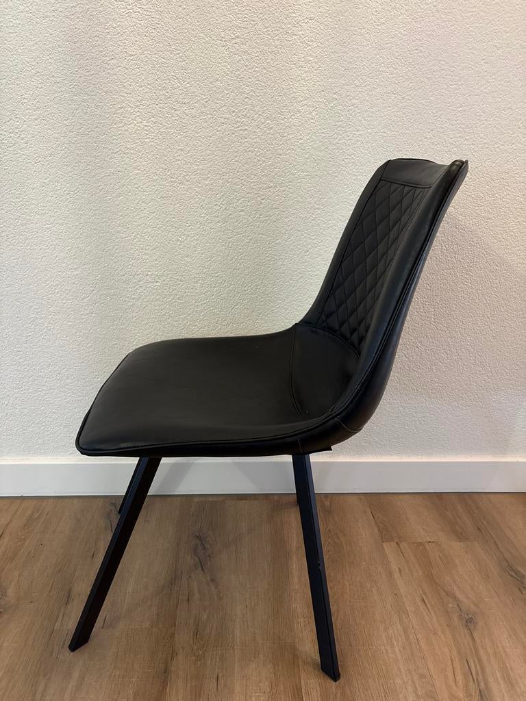 zwarte eetkamerstoelen 6.st, Huis en Inrichting, Stoelen, Ophalen, Zwart, Leer, Zo goed als nieuw