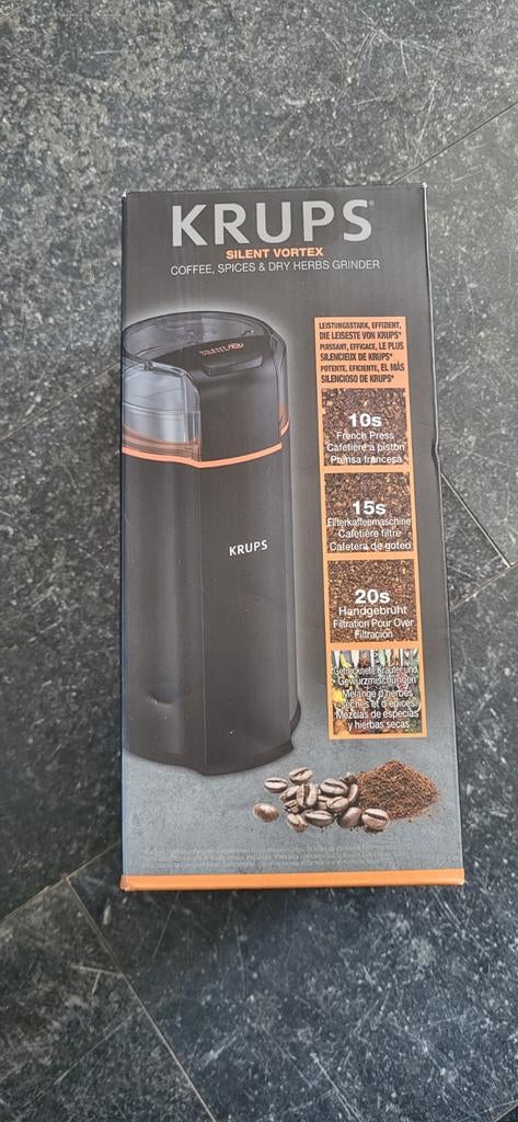 Krups Silent Vortex Koffie-, Kruiden- & Specerijenmolen, Overige typen, Nieuw, Ophalen of Verzenden, Zwart