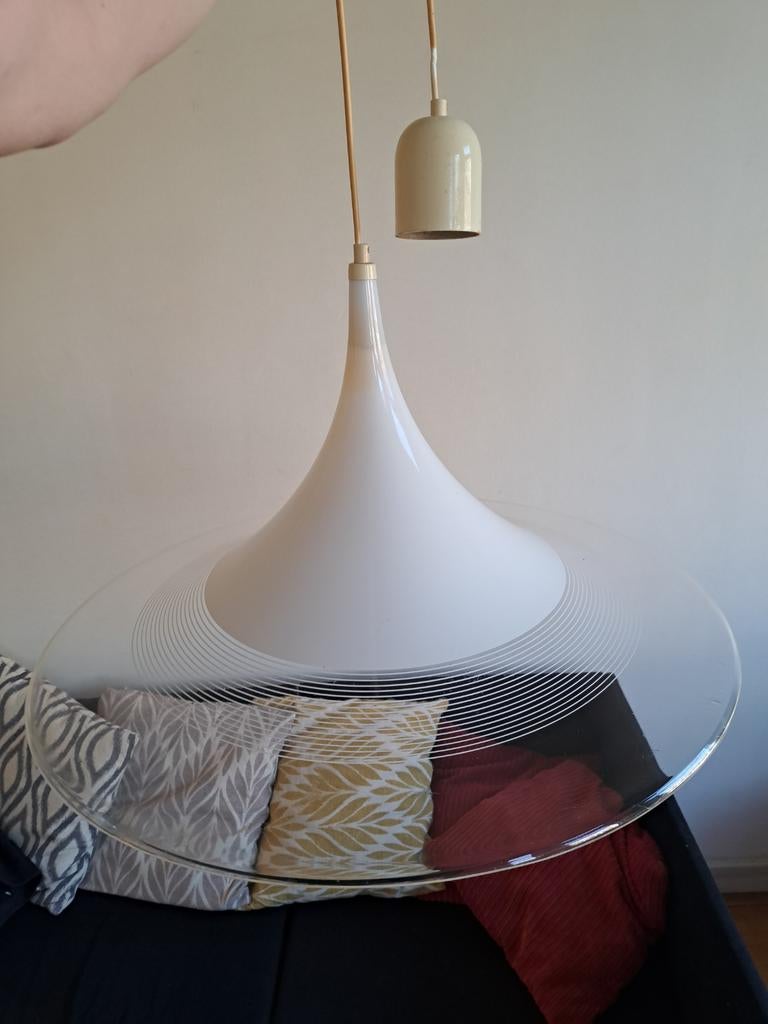 Vintage lamp met glazen schijf, Ophalen of Verzenden