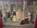 Oude plaat met victoriaans tafereel? - 40-50cm Miekje, Ophalen of Verzenden