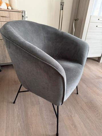 JYSK Fausing Shell Fauteuil Grijs Velvet Japandi Wabi-Sabi, Ophalen, Japandi, Zo goed als nieuw, Stof