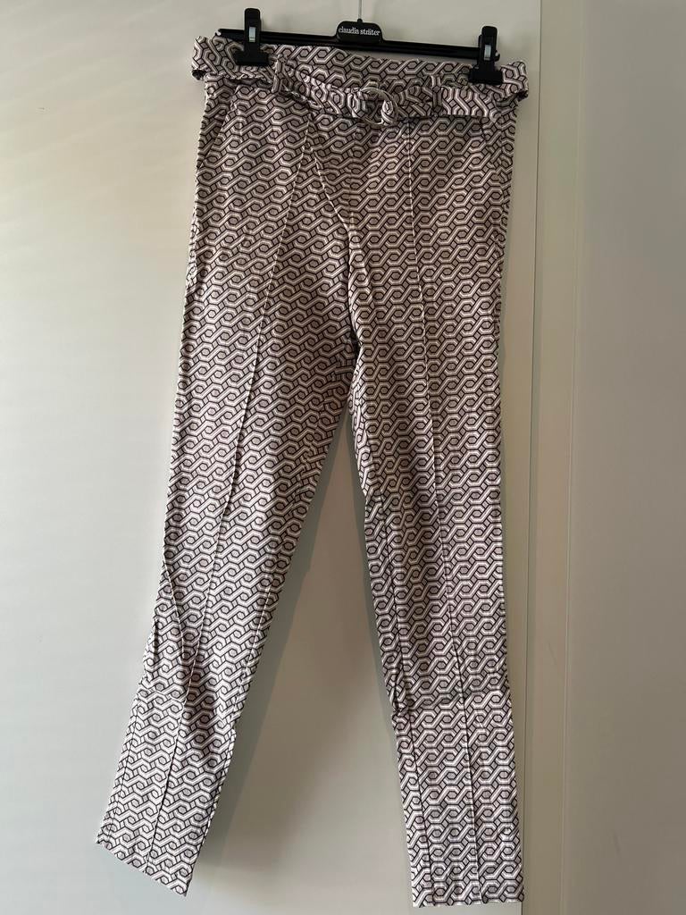 Helena Hart Broek XL (valt als L) Beige Blauw Wit Motief, Beige, Maat 42/44 (L), Ophalen of Verzenden, Lang