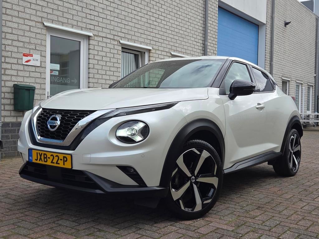 Nissan Juke 1.0 DIG-T Tekna Automaat-360Camera-Keyless-Bose, Auto's, Nissan, Met garantie (alle), Leder en Stof, Wit, Bedrijf