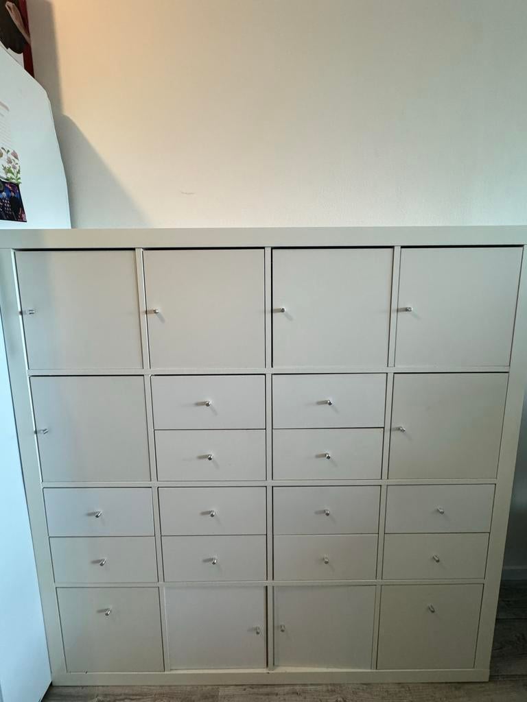 Ikea Kallax 4x4 met deurtjes en lades, Huis en Inrichting, Ophalen, Gebruikt