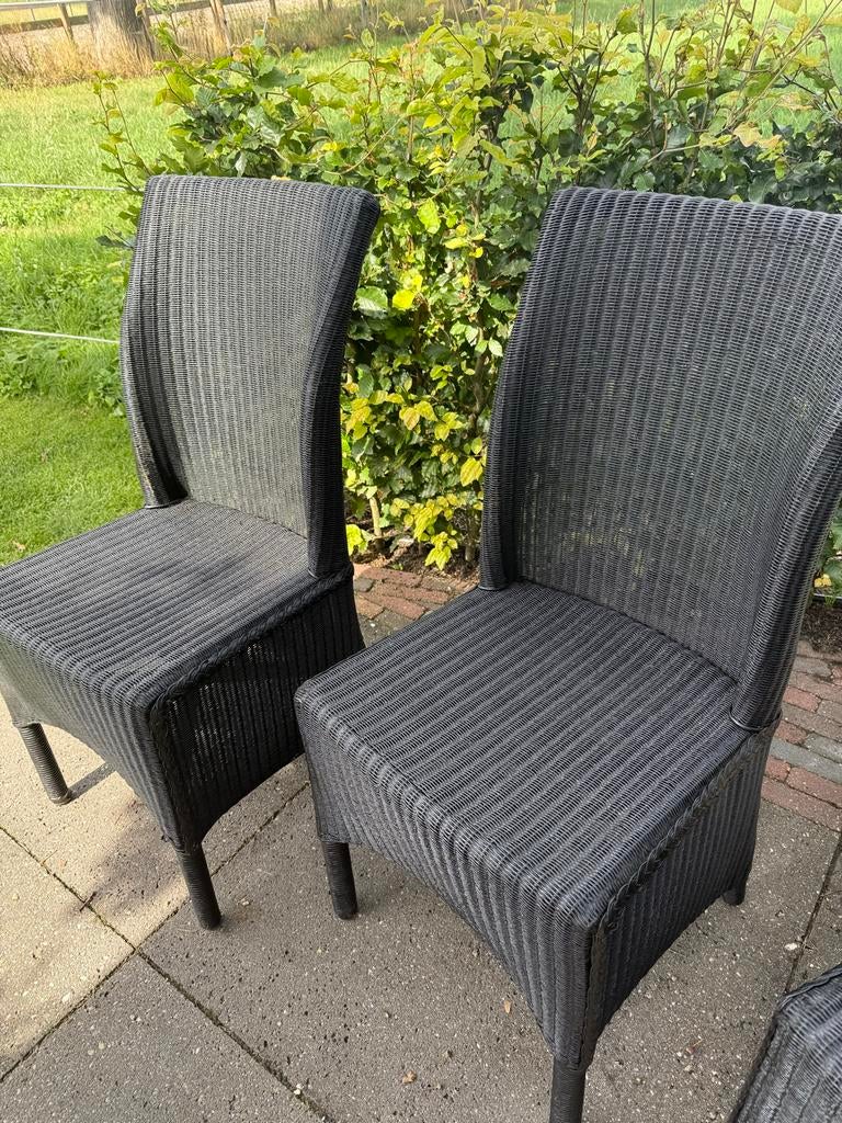 6 mooie Lloyd Loom stoelen, Ophalen, Gebruikt, Zwart, Riet of Rotan