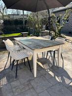 Tuinset - massieve robuste tafel + 4 stoelen, Tuin en Terras, Tuinsets en Loungesets, Ophalen, 4 zitplaatsen, Gebruikt, Tuinset