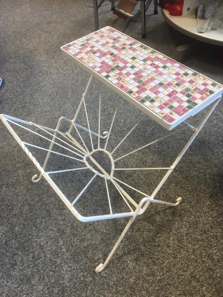 Vintage lectuurbak met mozaiek plateau.  Jaren 60, Ophalen of Verzenden, Zo goed als nieuw