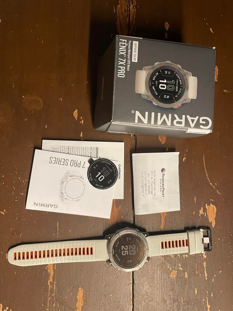 Garmin Fenix 7X Pro Sapphire Solar GPS Smartwatch, Ophalen of Verzenden, Zo goed als nieuw, Waterdicht, Grijs