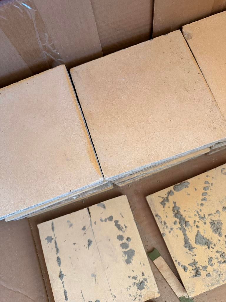 Gele Franse cementtegels 20x20, Doe-het-zelf en Verbouw, Tegels, Ophalen, Overige materialen, Gebruikt, 20 tot 40 cm