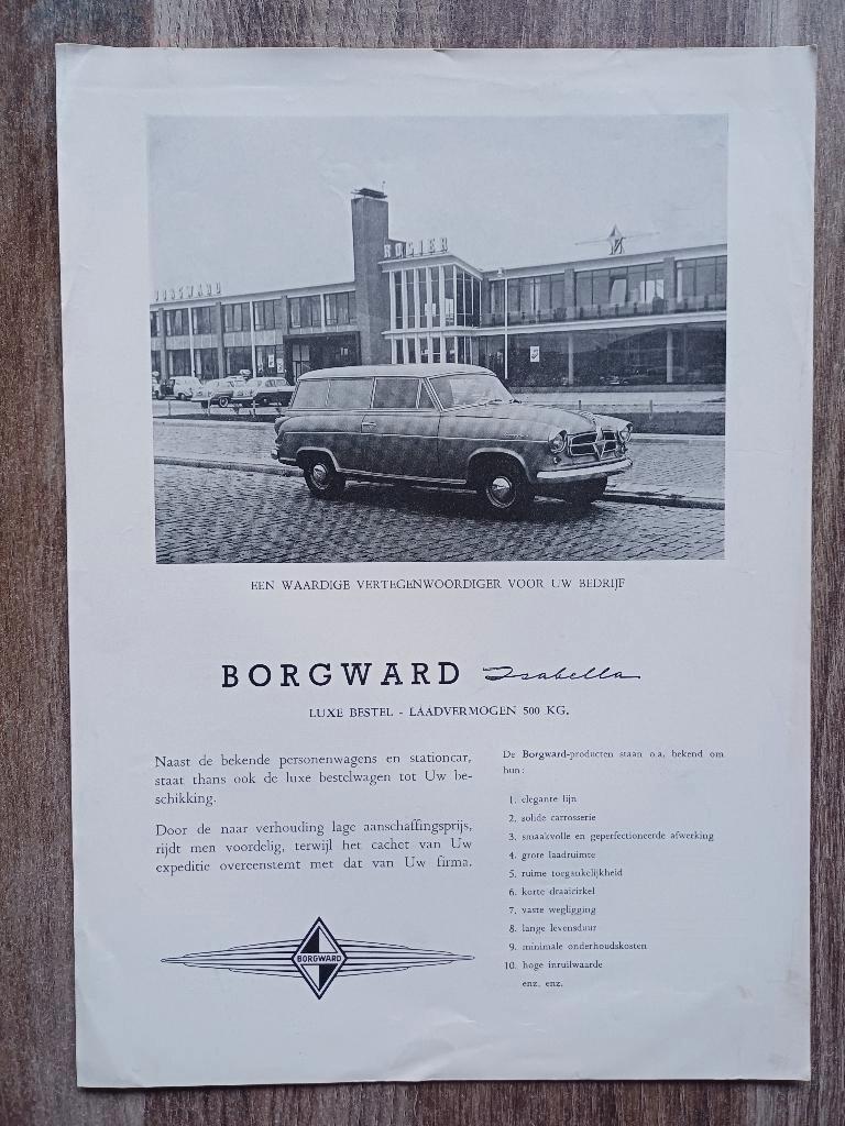 Borgward Isabella Bestel leaflet, Boeken, Ophalen of Verzenden, Gelezen, Overige merken