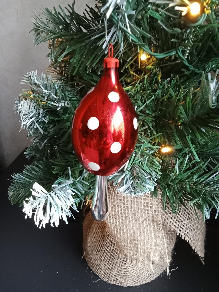 te koop zeer mooie dun glazen kerstbal grote paddestoel, Diversen, Kerst, Ophalen of Verzenden, Gebruikt