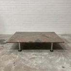Vintage design brutalist salontafel met natuurstenen blad, Huis en Inrichting, Tafels | Bijzettafels, Ophalen, Gebruikt, 75 cm of meer