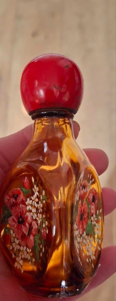 Vintage handgeschilderd parfumflesje 12cm, Antiek en Kunst, Ophalen of Verzenden