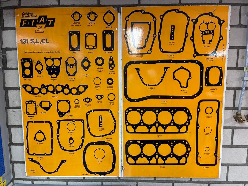 Fiat oldtimer pakkingbord garage werkplaats reclamebord, Ophalen, Gebruikt