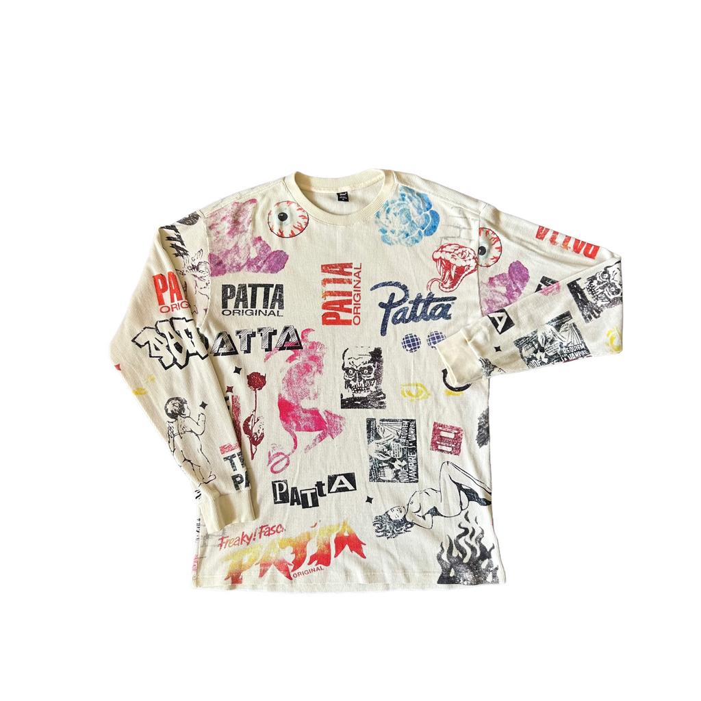 Patta Stencil Waffle Long Sleeve Birch (XL), Kleding | Heren, T-shirts, Ophalen of Verzenden, Zo goed als nieuw, Maat 56/58 (XL)
