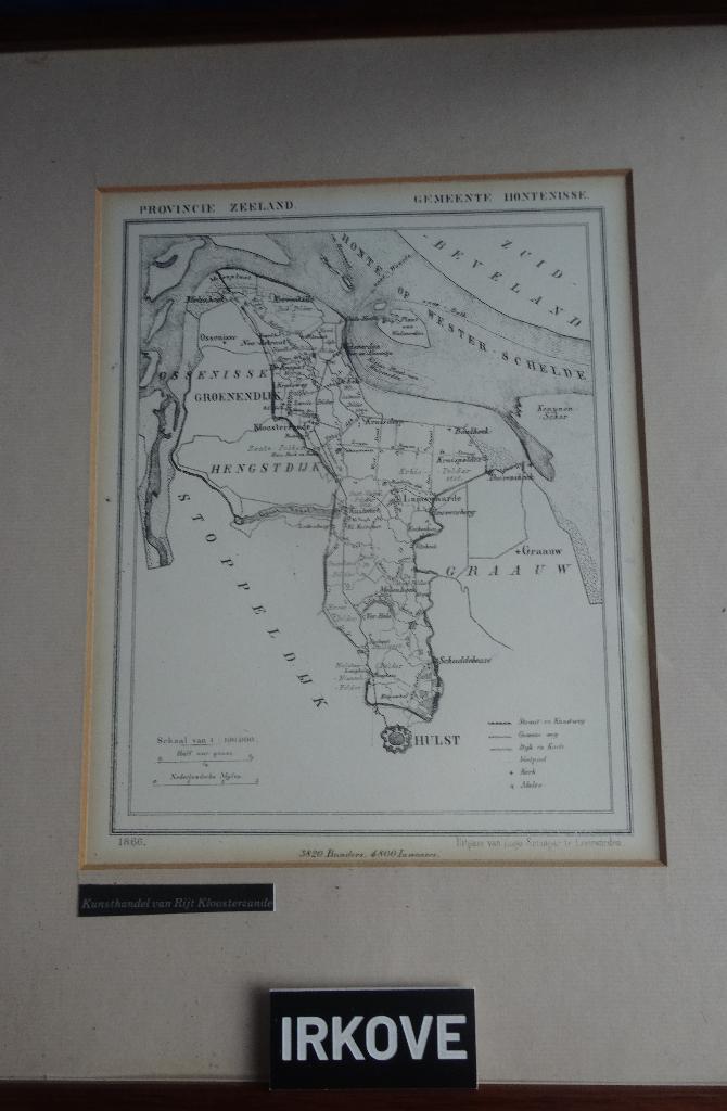 ETS LANDKAART * GEM. HONTENISSE * H Suringar Leeuwarden *, Antiek en Kunst, Kunst | Etsen en Gravures, Ophalen of Verzenden