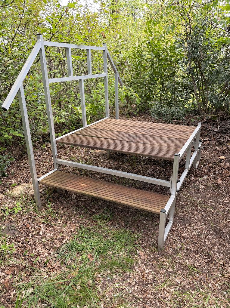 Aluminium stacaravan / chalet - opstap / trap met leuning, Ophalen, Gebruikt