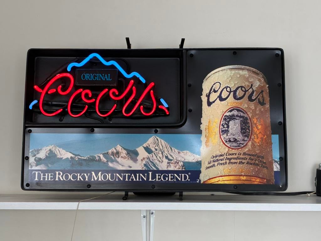 Verlicht neon licht reclamebord lamp Coors, Ophalen, Gebruikt, Lichtbak of (neon) lamp