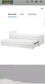 2 x IKEA SLÄKT Bedframe met onderbed en opberger, 90x200 cm, Huis en Inrichting, Slaapkamer | Bedden, Gebruikt, Eenpersoons, Wit