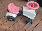Roze kinder tractor loopauto met aanhanger, Ophalen of Verzenden, Gebruikt, Trapvoertuig