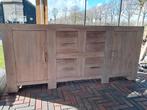 Massief houten dressoir met greywash - 200x45x90 cm, Huis en Inrichting, Ophalen, Gebruikt, Met deur(en), 200 cm of meer
