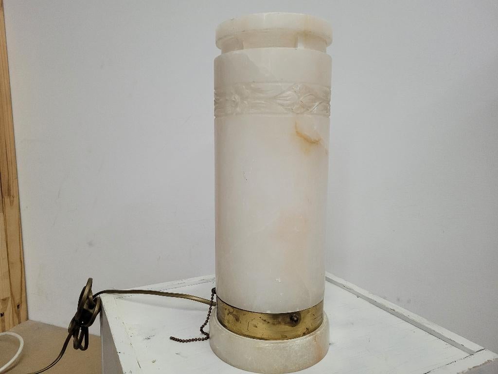 antiek vintage massief marmeren tafellamp met bovenkant, Antiek en Kunst, Ophalen of Verzenden