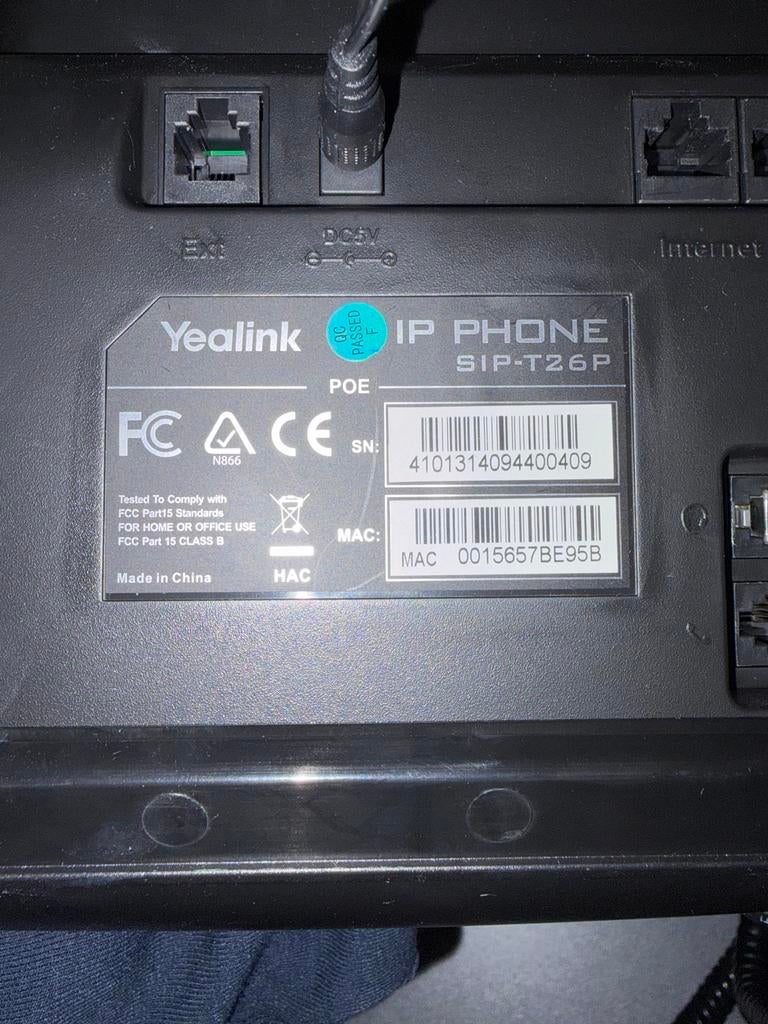 Yealink IP PHONE SIP-T26P, Ophalen, Gebruikt