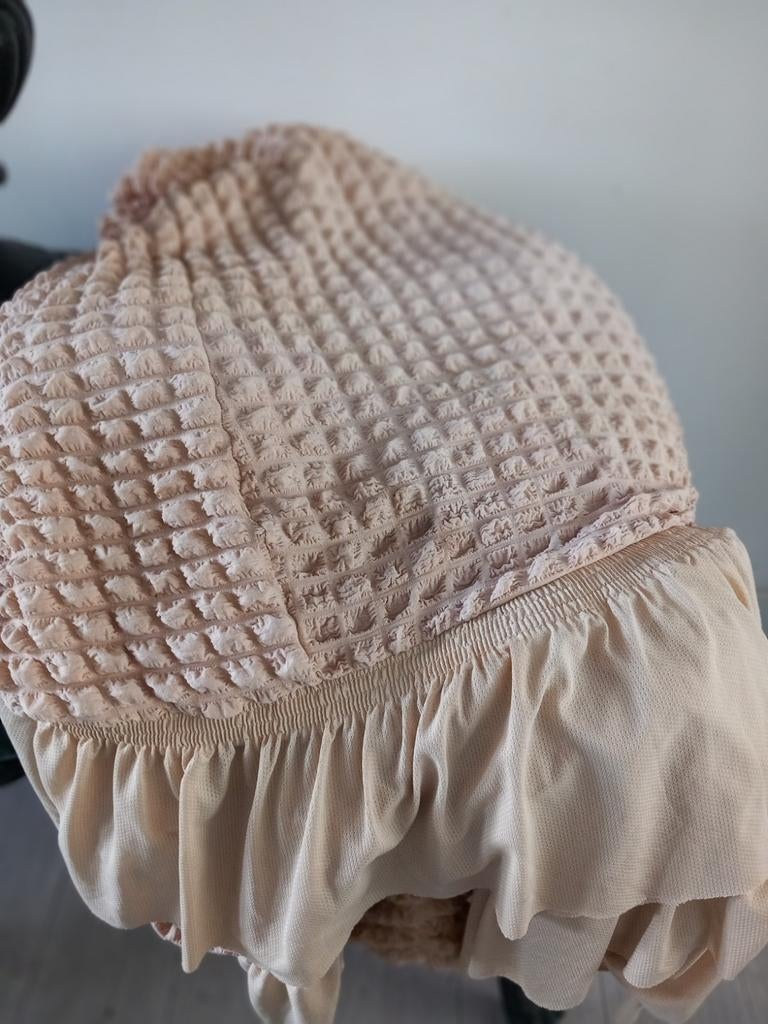 Bedhoes sprei met sierrand - Crème/Beige - Wafelstructuur, Ophalen of Verzenden, Nieuw, Tweepersoons, Overige kleuren