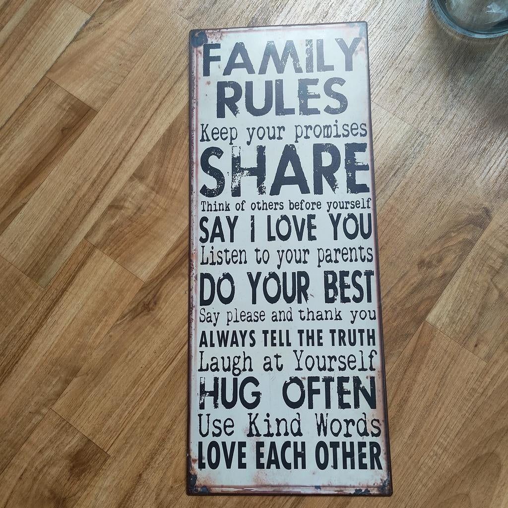 Family Rules wandbord, Huis en Inrichting, Ophalen of Verzenden
