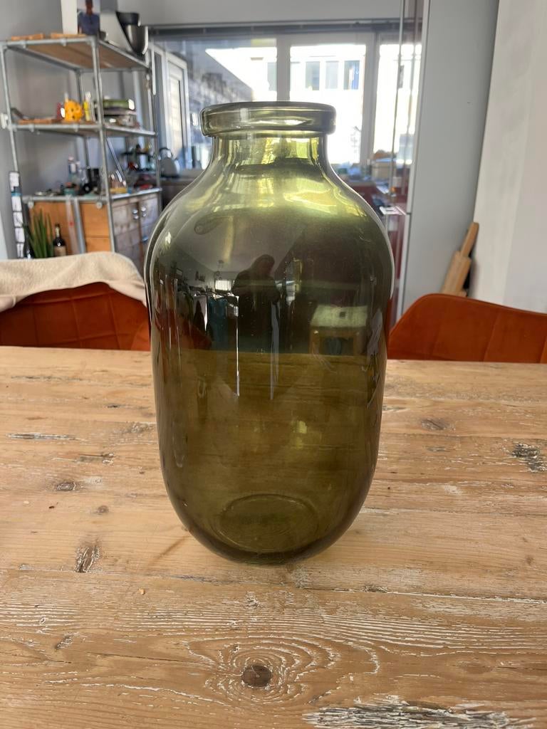 Glazen vaas, Huis en Inrichting, Woonaccessoires | Vazen, Ophalen, Minder dan 50 cm, Groen, Glas