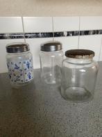 4 voorraadpotten van glas., Ophalen of Verzenden, Gebruikt, Glas, Pot, Bus of Blik