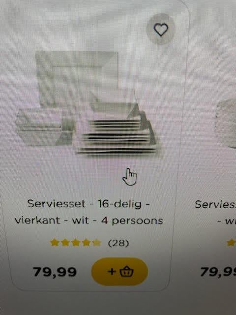 Porselein wit vierkant servies van Xenos 8 persoons, Ophalen, Zo goed als nieuw, Effen, Porselein