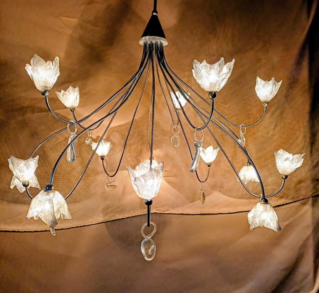 Harco loor design lamp 15 breeze kapjes, 10  ice ornamenten, Ophalen, Zo goed als nieuw, Glas, 75 cm of meer