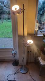 Vintage bollen vloerlamp staal look en chrome jaren 60 70, Huis en Inrichting, Lampen | Vloerlampen, Ophalen, Vintage design, Zo goed als nieuw