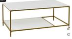 Jysk Salontafel PANDRUP - Rechthoek - Wit met gouden frame, Huis en Inrichting, Ophalen, Gebruikt, 100 tot 150 cm, 50 tot 100 cm