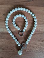 Zinzi parelketting met bijpassende armband, Sieraden, Tassen en Uiterlijk, Kettingen, Ophalen, Zo goed als nieuw, Wit, Zilver