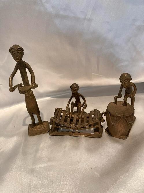 Afrikaanse Akan Bronzen Muzikanten - Tribale Kunst Beelden, Antiek en Kunst, Kunst | Beelden en Houtsnijwerken, Ophalen of Verzenden