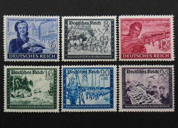 Historie 3erijk WO2 serie 6 zegels 1944 Kameradschaftsblok, Verzamelen, Militaria | Tweede Wereldoorlog, Overige typen, Duitsland