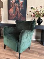 Groene velvet fauteuil, Ophalen of Verzenden, Zo goed als nieuw, Minder dan 75 cm, 50 tot 75 cm