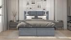 ACTIE Opberg Boxspring Maan - 180 x 200 - Stof Grijs, Verzenden, 180 cm, 200 cm, Grijs