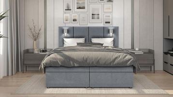 ACTIE Opberg Boxspring Maan - 180 x 200 - Stof Grijs beschikbaar voor biedingen