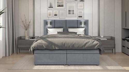 ACTIE Opberg Boxspring Maan - 180 x 200 - Stof Grijs, Huis en Inrichting, Slaapkamer | Boxsprings, Nieuw, 180 cm, 200 cm, Tweepersoons